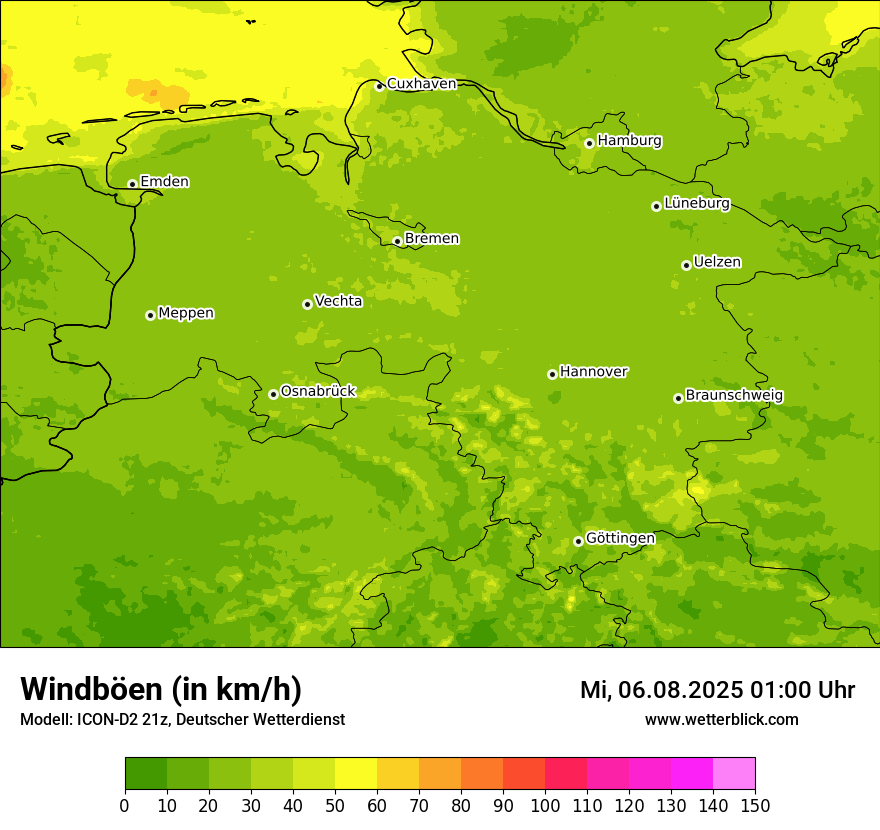 Modellkarten Windgeschwindigkeit