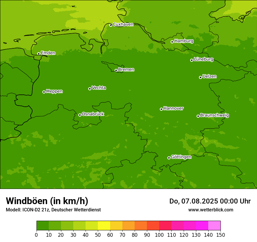 Modellkarten Windgeschwindigkeit