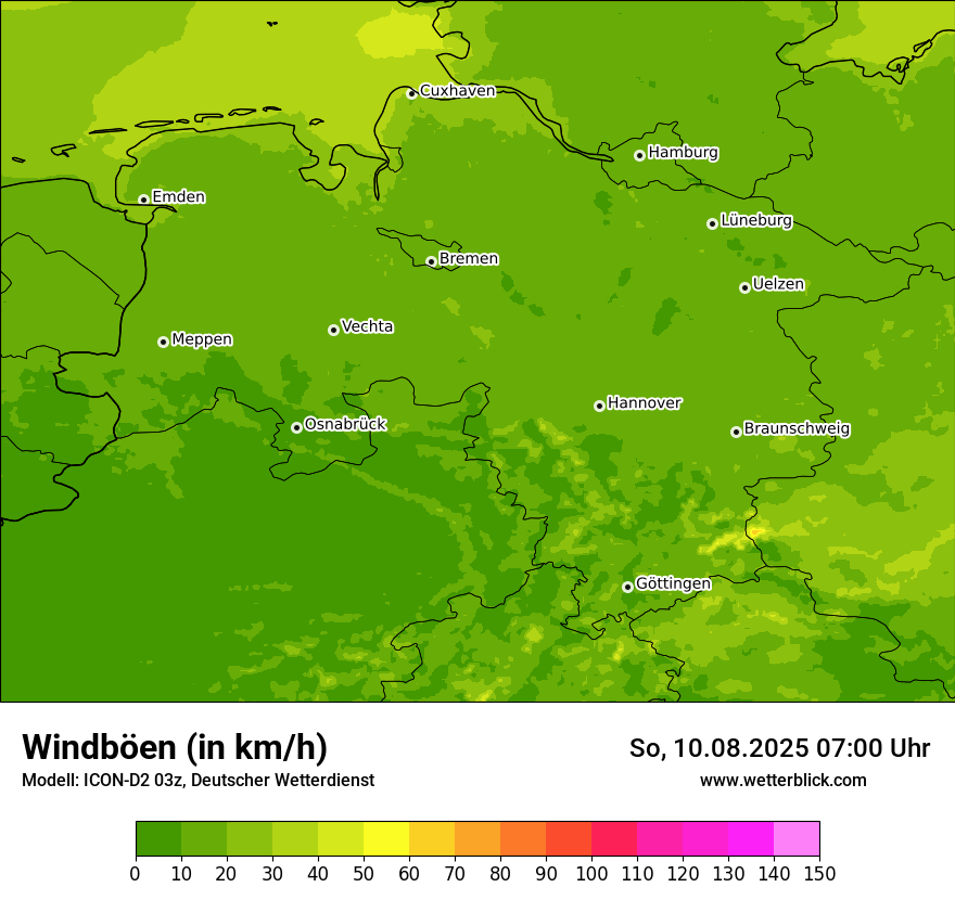 Modellkarten Windgeschwindigkeit