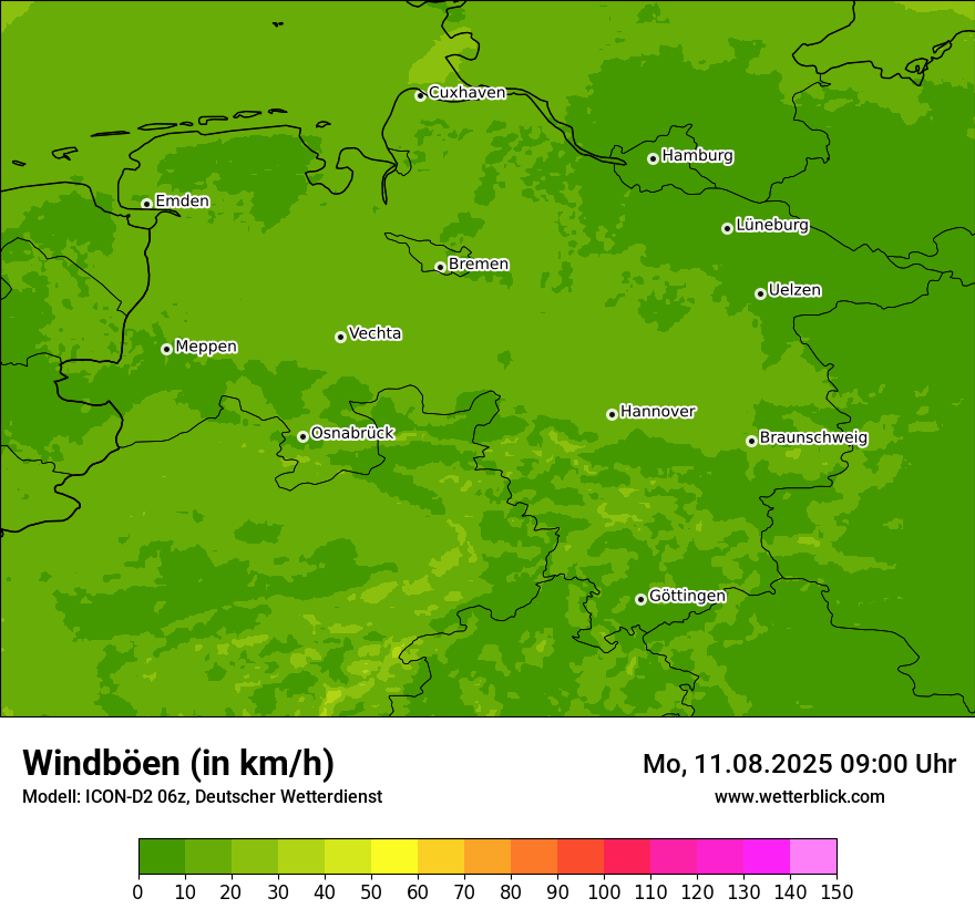 Modellkarten Windgeschwindigkeit