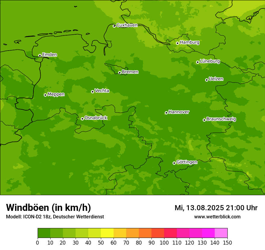 Modellkarten Windgeschwindigkeit