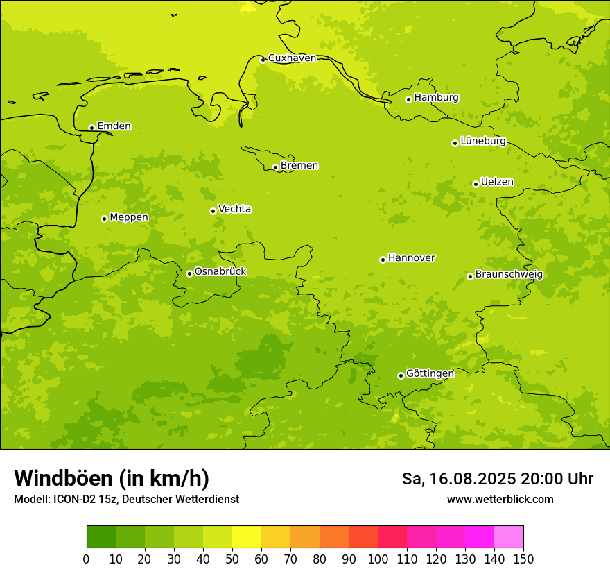 Modellkarten Windgeschwindigkeit