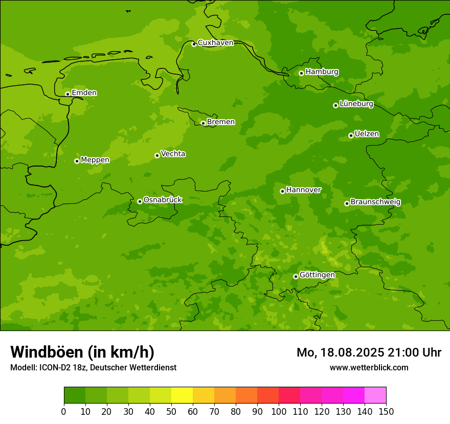 Modellkarten Windgeschwindigkeit