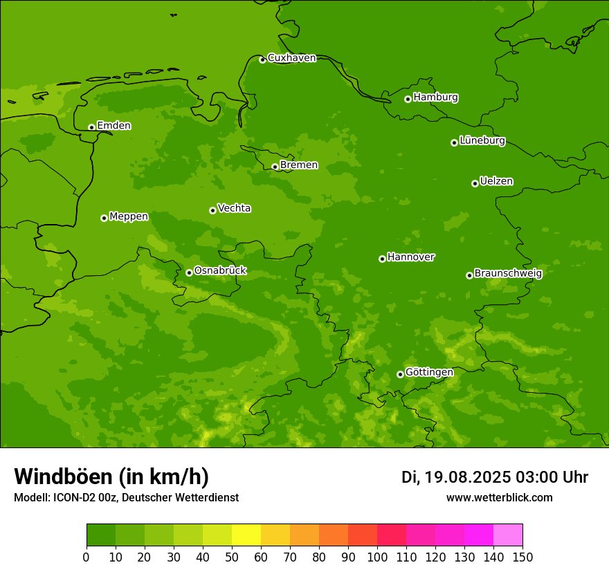 Modellkarten Windgeschwindigkeit