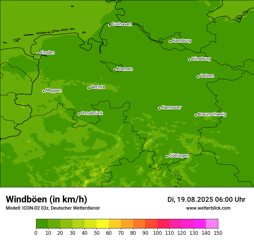 Modellkarten Windgeschwindigkeit