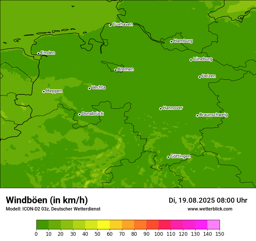 Modellkarten Windgeschwindigkeit