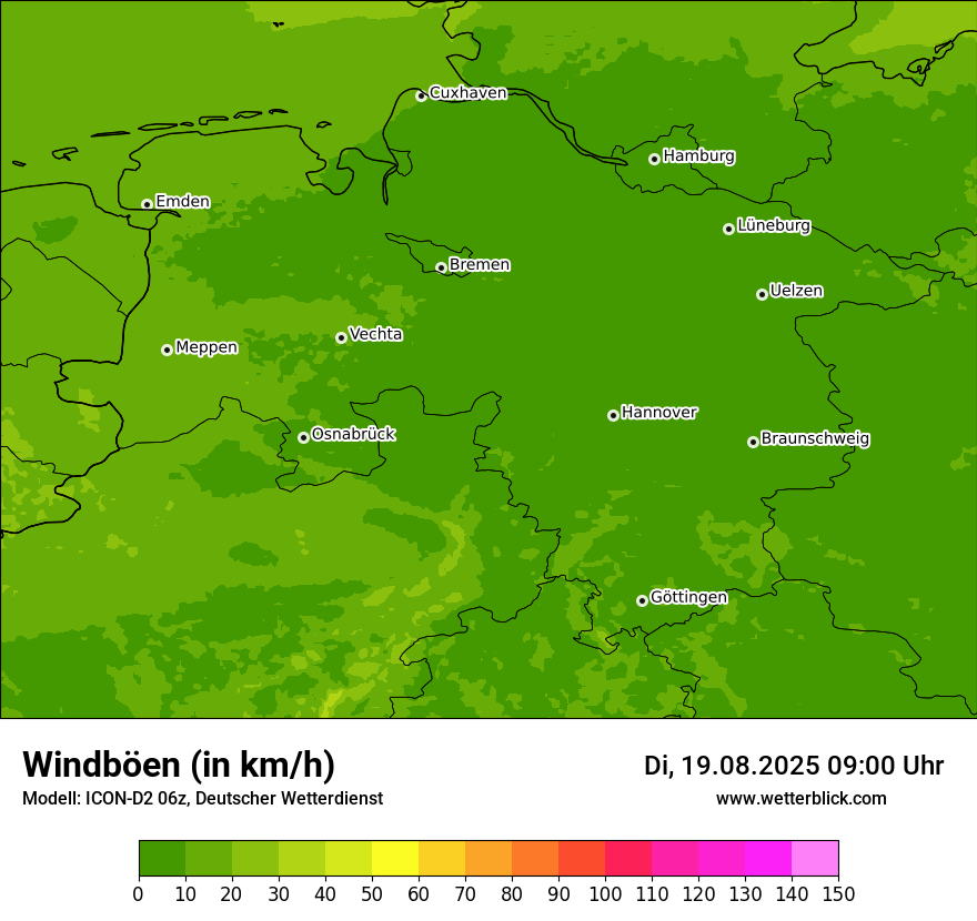 Modellkarten Windgeschwindigkeit