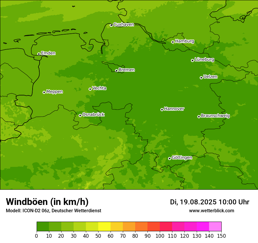 Modellkarten Windgeschwindigkeit