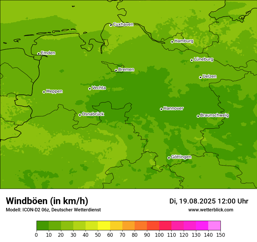 Modellkarten Windgeschwindigkeit