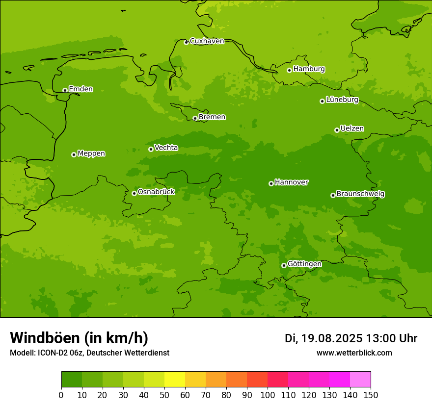 Modellkarten Windgeschwindigkeit