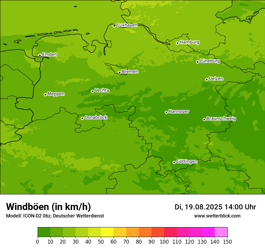 Modellkarten Windgeschwindigkeit