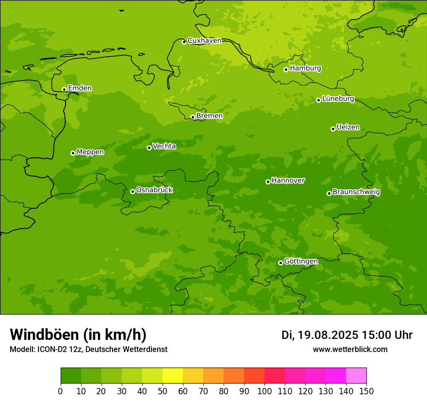 Modellkarten Windgeschwindigkeit
