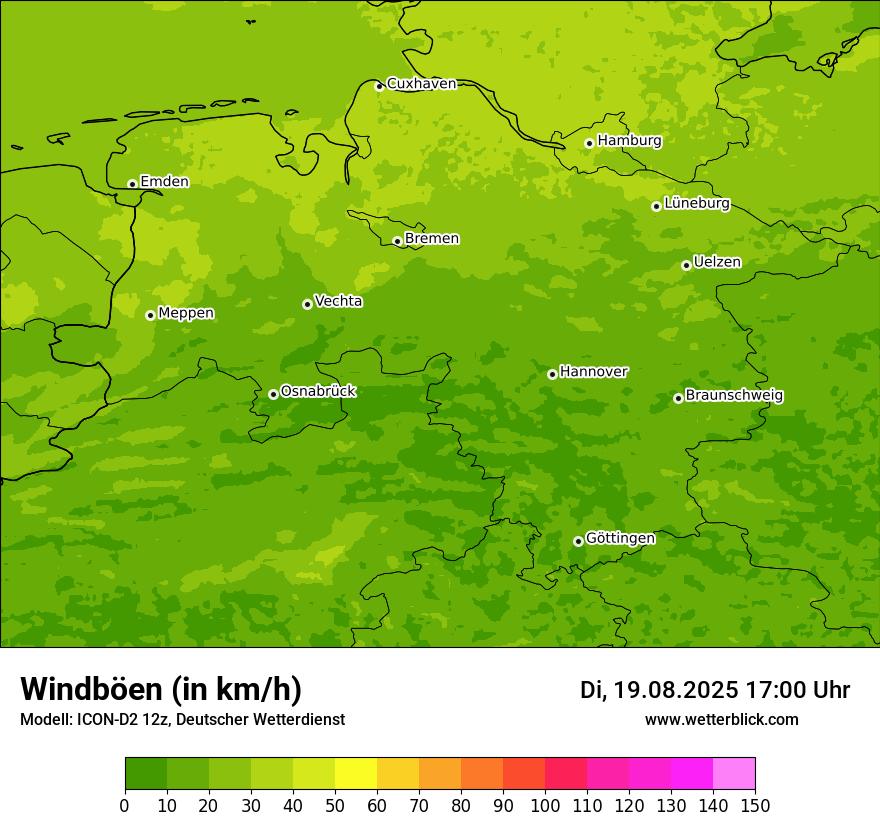 Modellkarten Windgeschwindigkeit