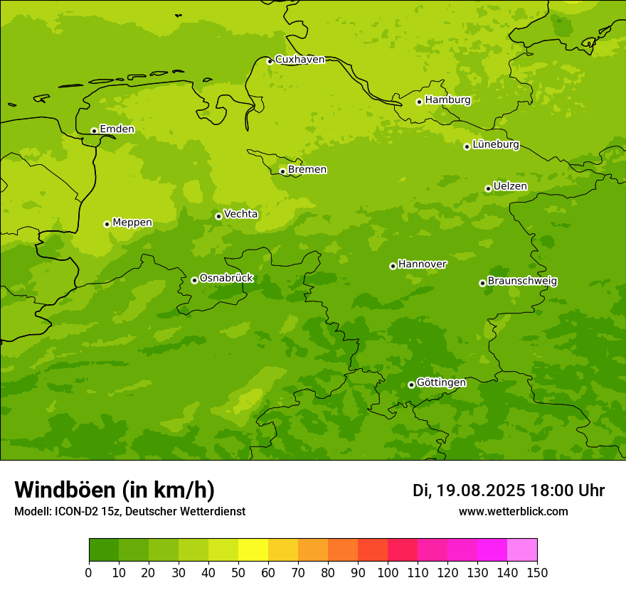 Modellkarten Windgeschwindigkeit