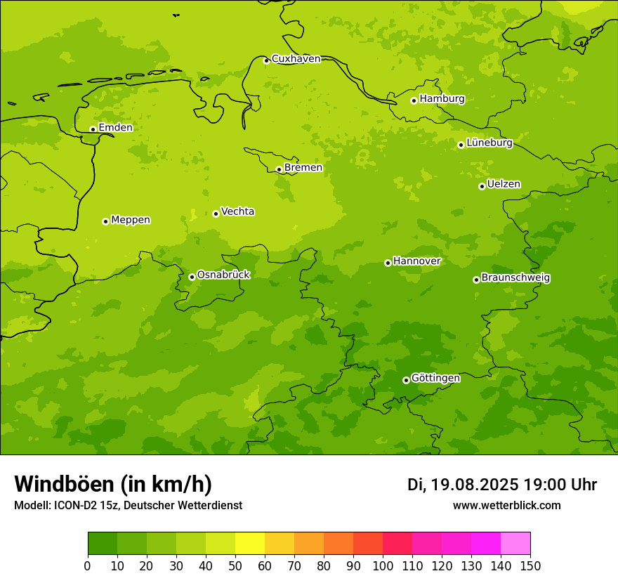 Modellkarten Windgeschwindigkeit