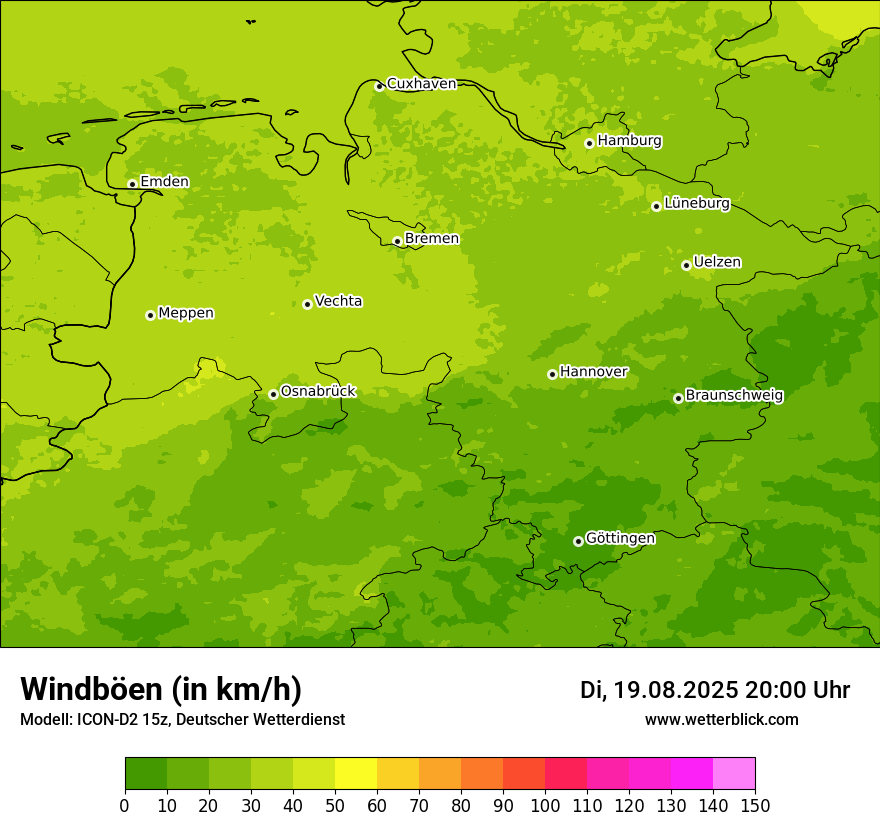 Modellkarten Windgeschwindigkeit