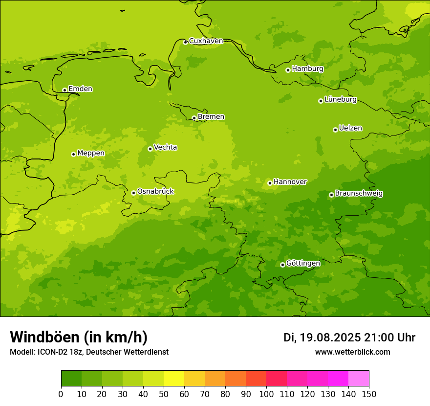 Modellkarten Windgeschwindigkeit