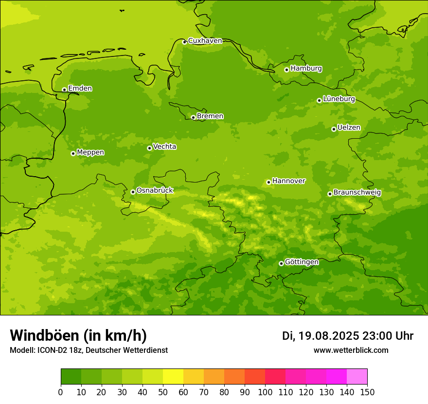Modellkarten Windgeschwindigkeit