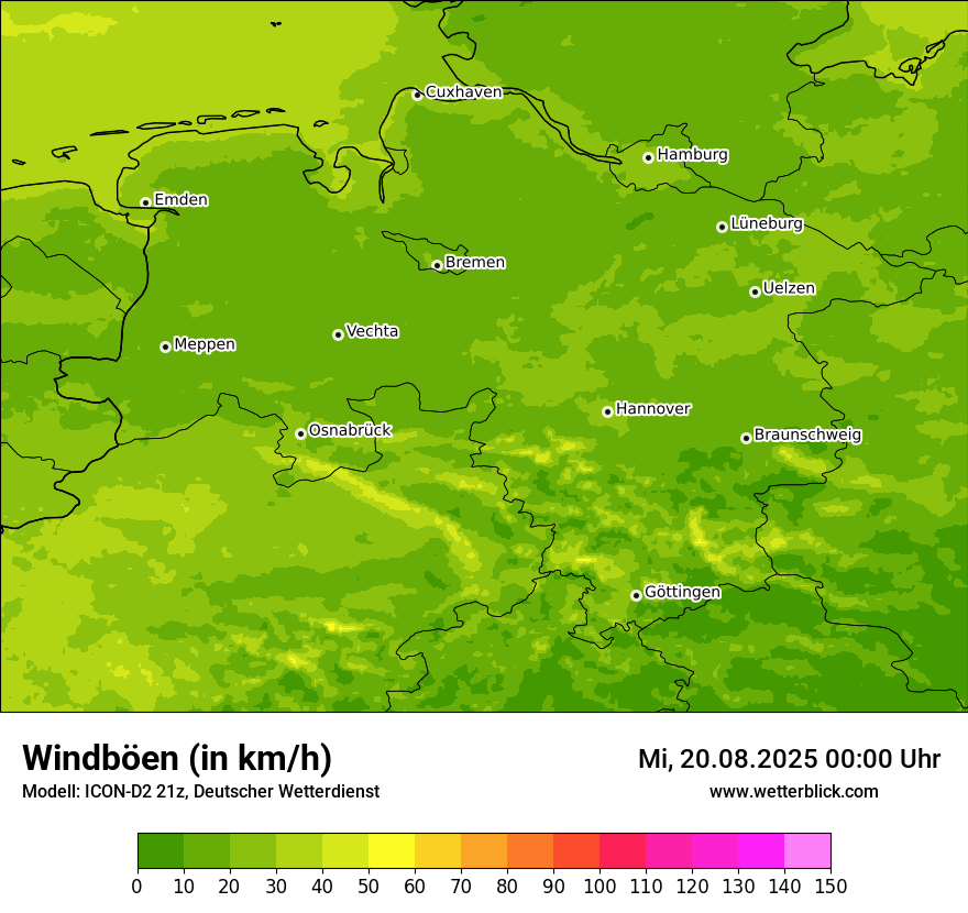 Modellkarten Windgeschwindigkeit