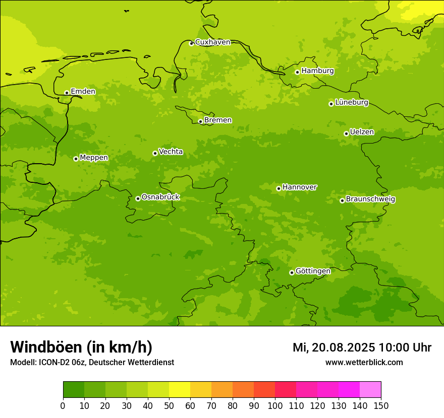 Modellkarten Windgeschwindigkeit