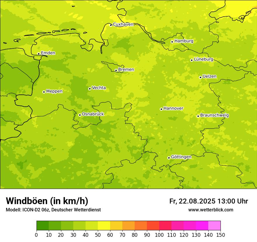 Modellkarten Windgeschwindigkeit