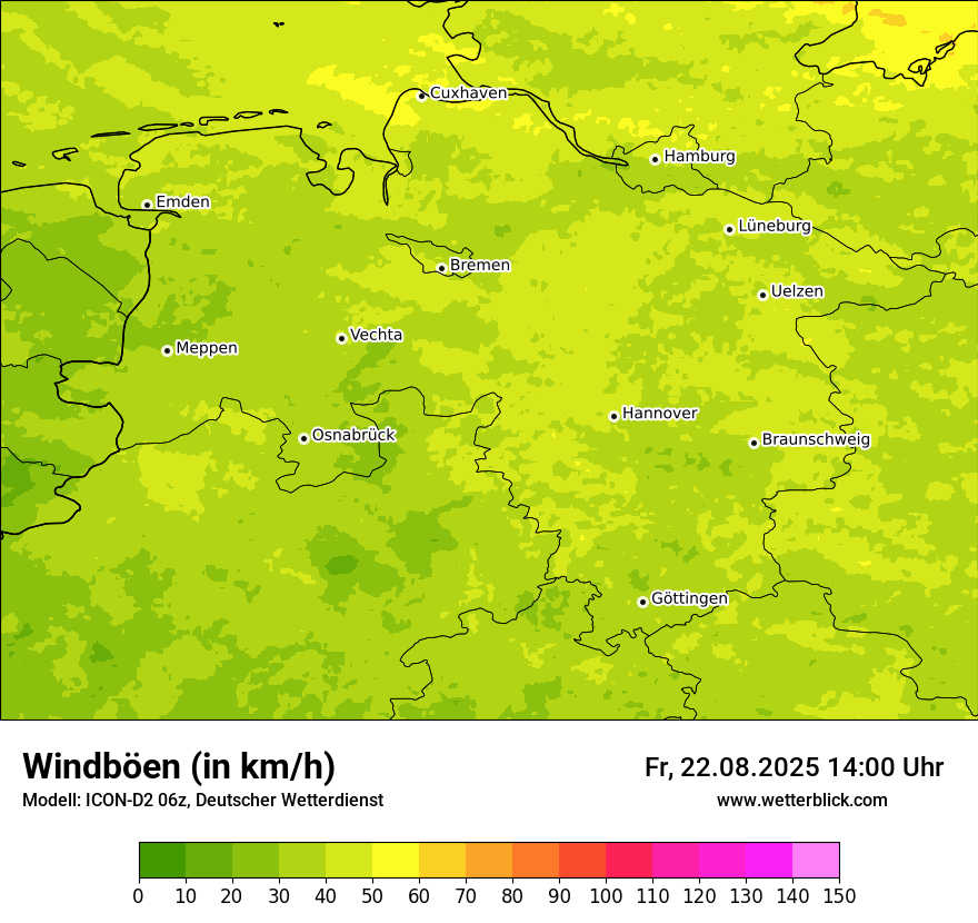 Modellkarten Windgeschwindigkeit