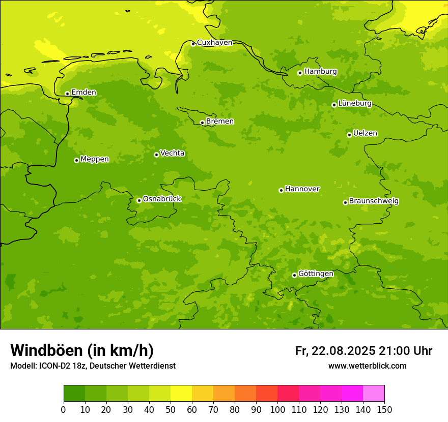 Modellkarten Windgeschwindigkeit
