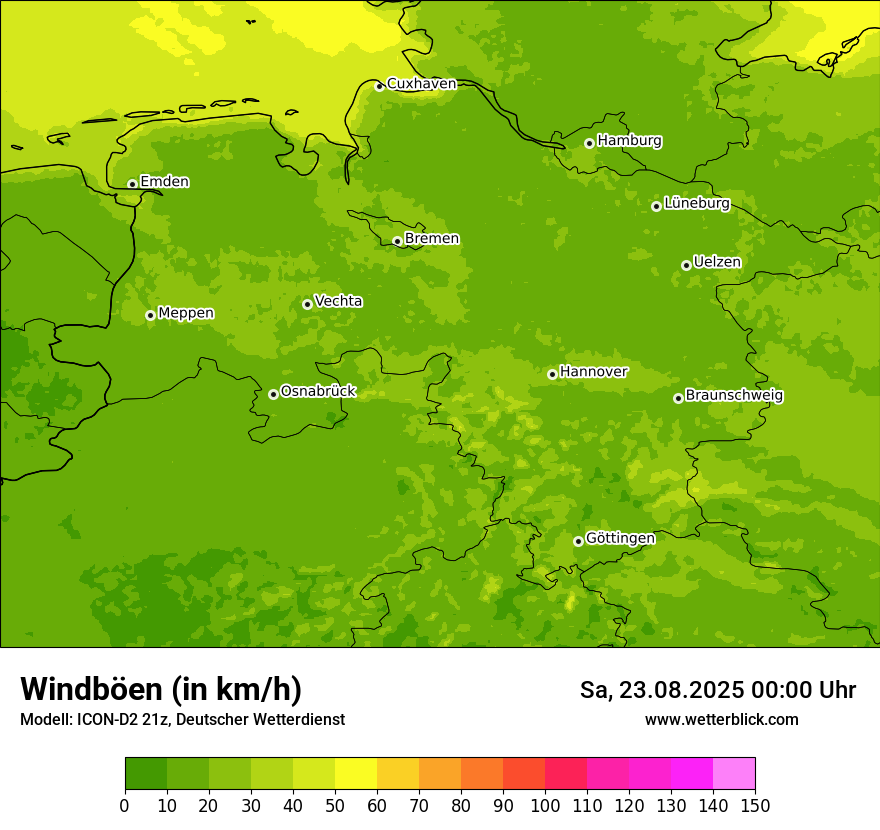 Modellkarten Windgeschwindigkeit