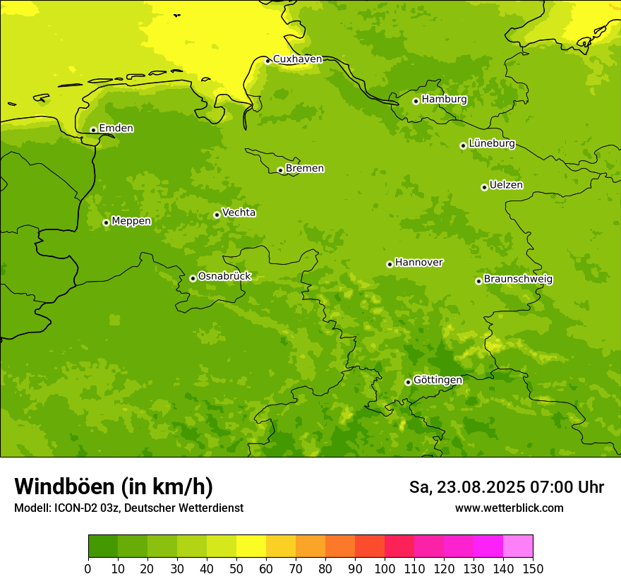 Modellkarten Windgeschwindigkeit