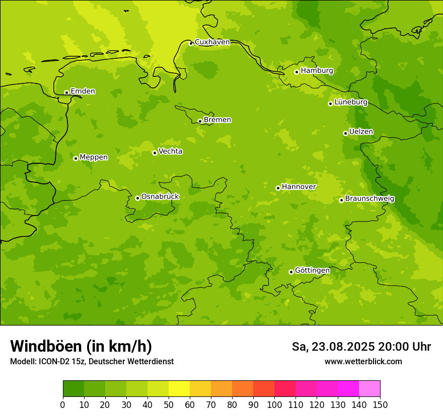 Modellkarten Windgeschwindigkeit