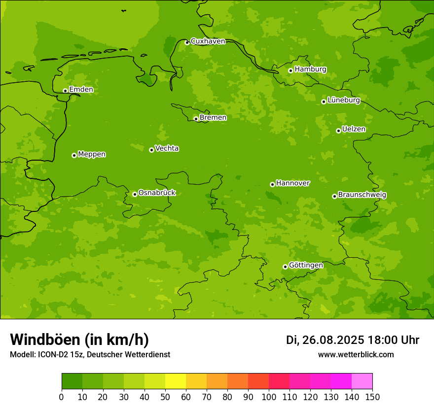 Modellkarten Windgeschwindigkeit
