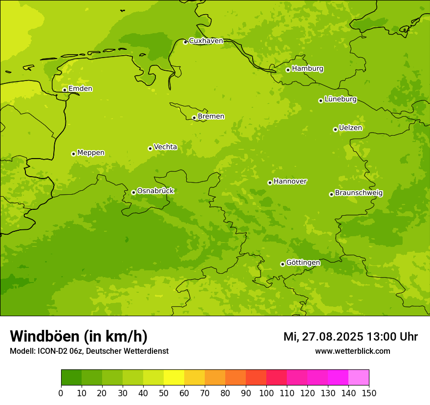 Modellkarten Windgeschwindigkeit
