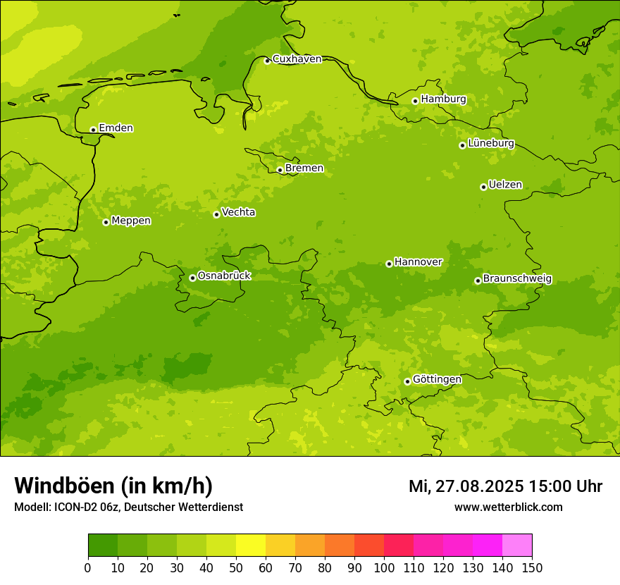 Modellkarten Windgeschwindigkeit