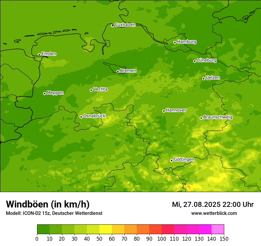 Modellkarten Windgeschwindigkeit