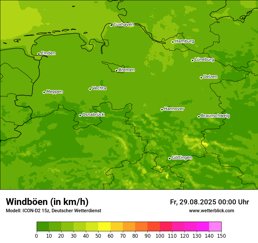Modellkarten Windgeschwindigkeit