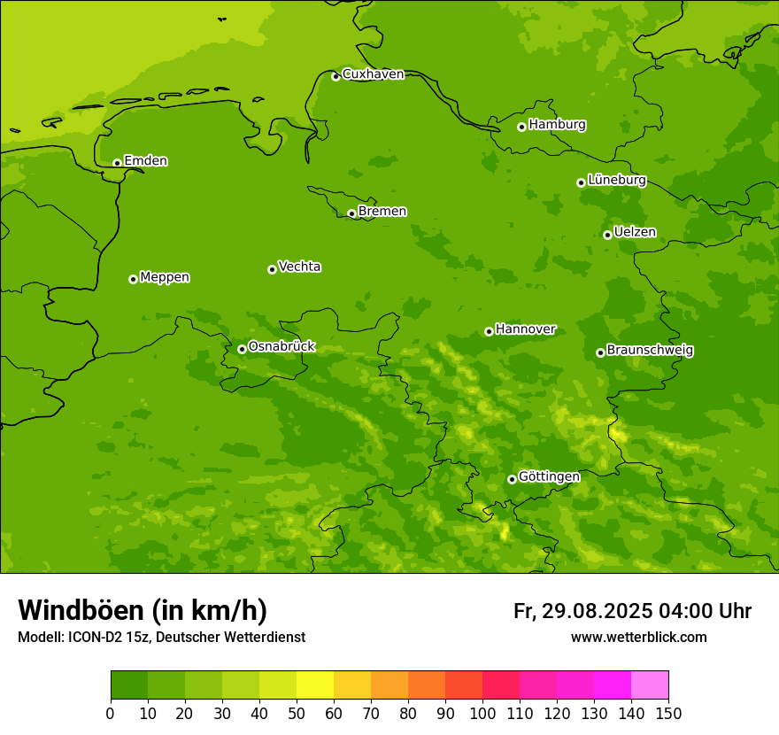 Modellkarten Windgeschwindigkeit