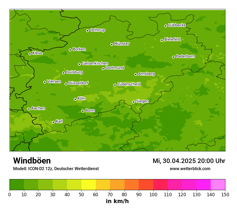 Modellkarten Windgeschwindigkeit