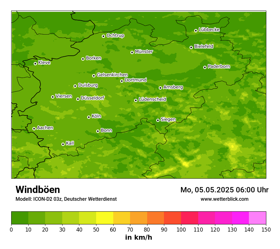 Modellkarten Windgeschwindigkeit