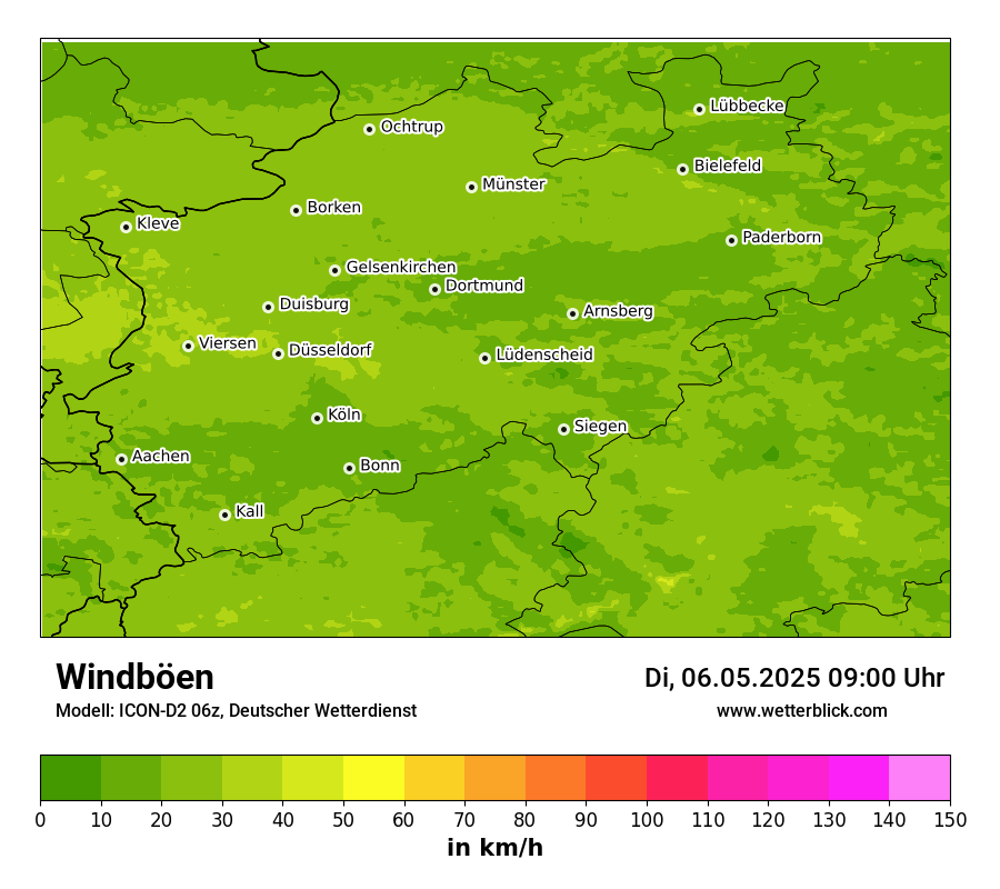 Modellkarten Windgeschwindigkeit