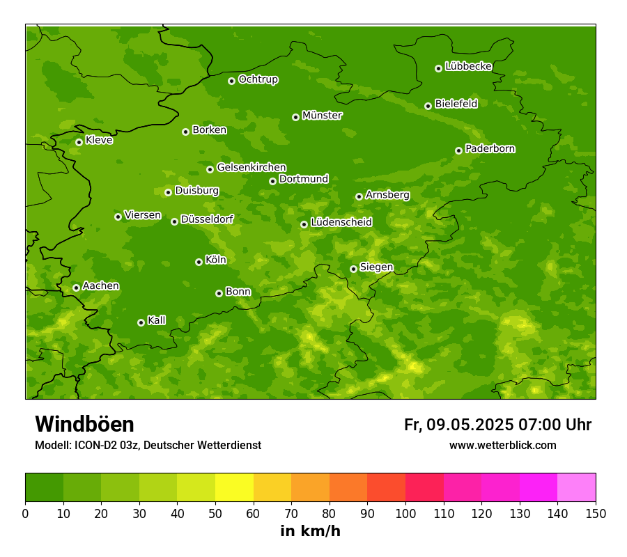 Modellkarten Windgeschwindigkeit