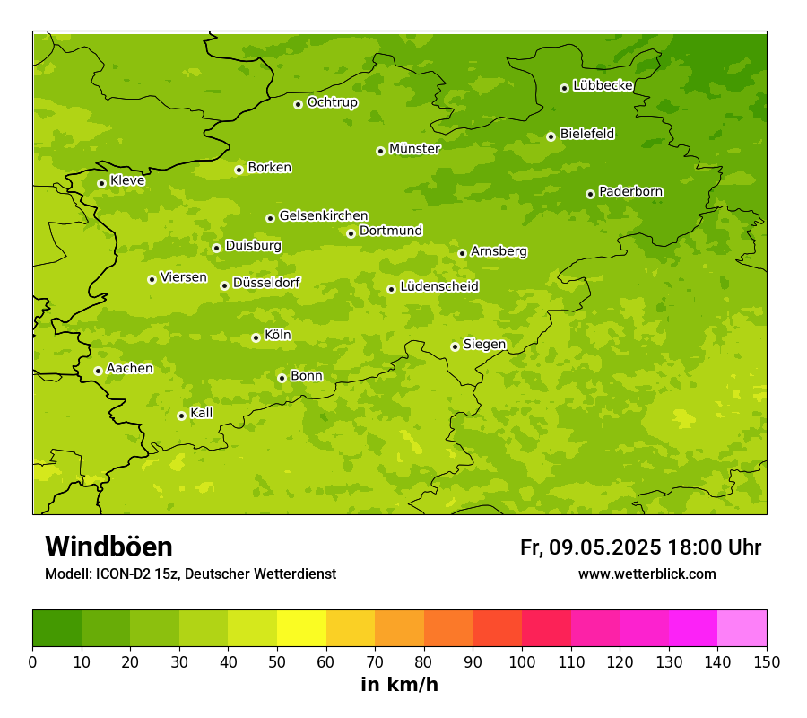 Modellkarten Windgeschwindigkeit