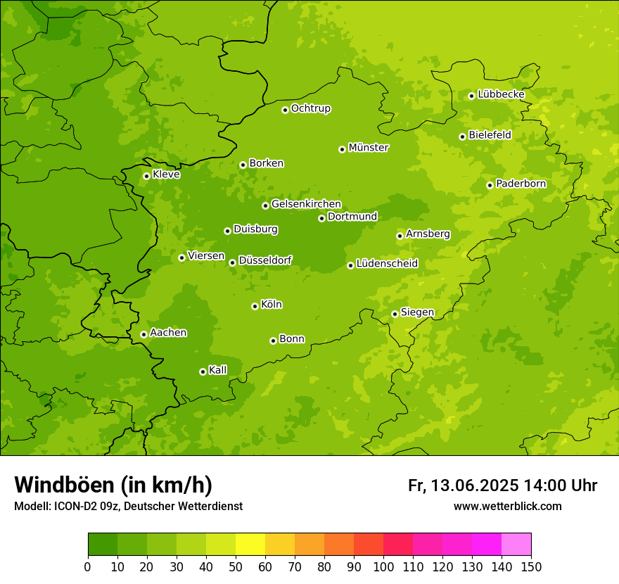 Modellkarten Windgeschwindigkeit
