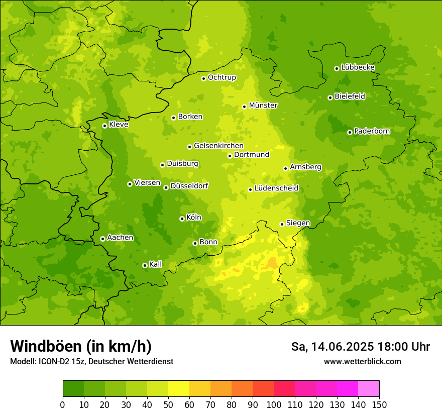 Modellkarten Windgeschwindigkeit