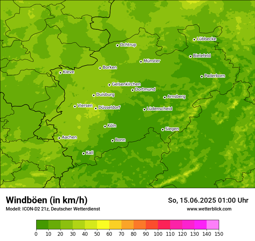 Modellkarten Windgeschwindigkeit