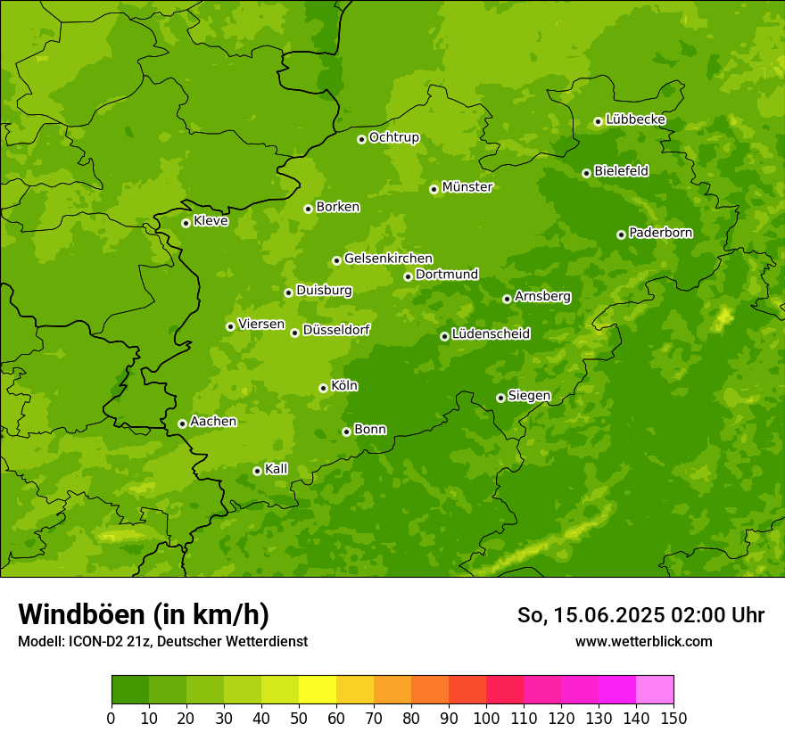 Modellkarten Windgeschwindigkeit