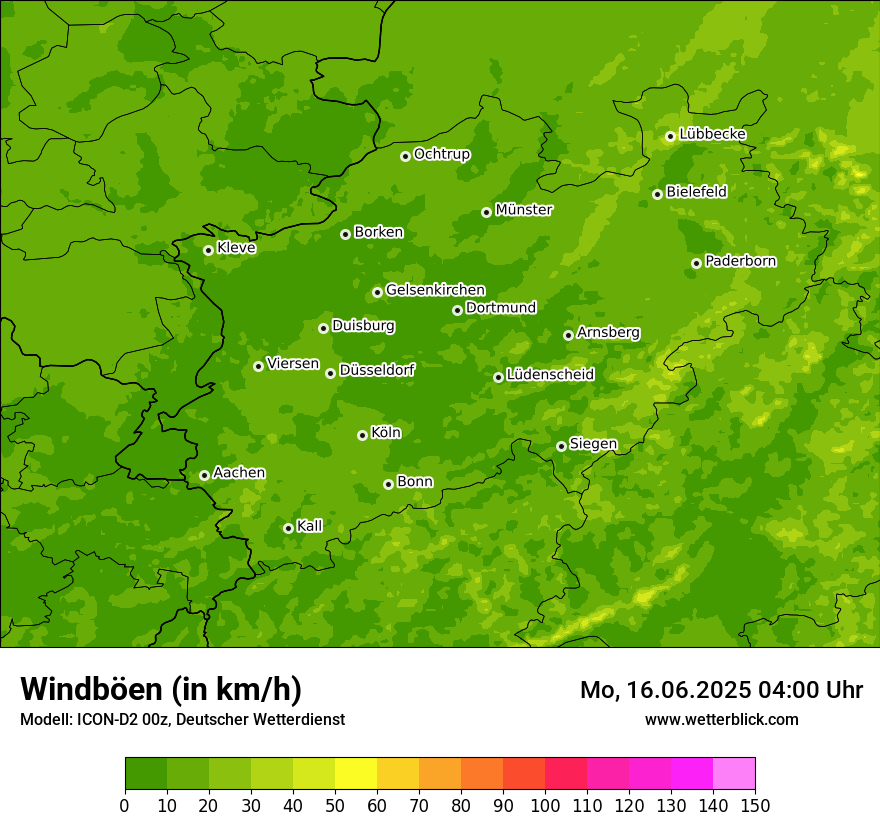 Modellkarten Windgeschwindigkeit