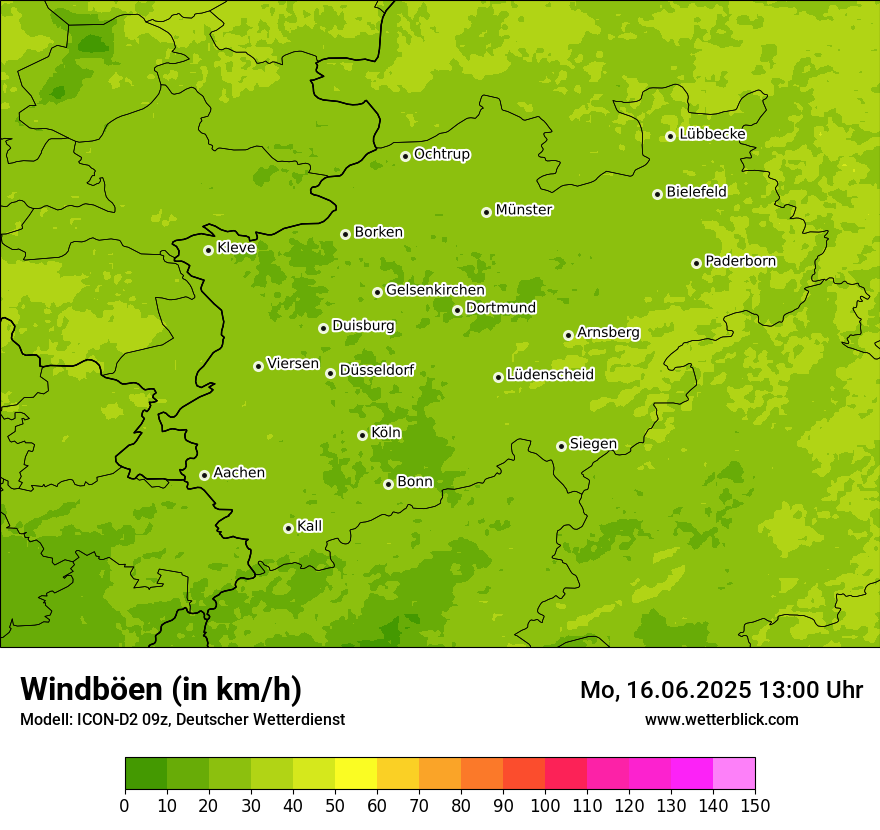 Modellkarten Windgeschwindigkeit