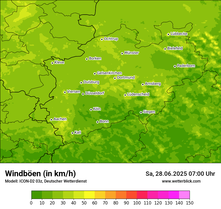 Modellkarten Windgeschwindigkeit