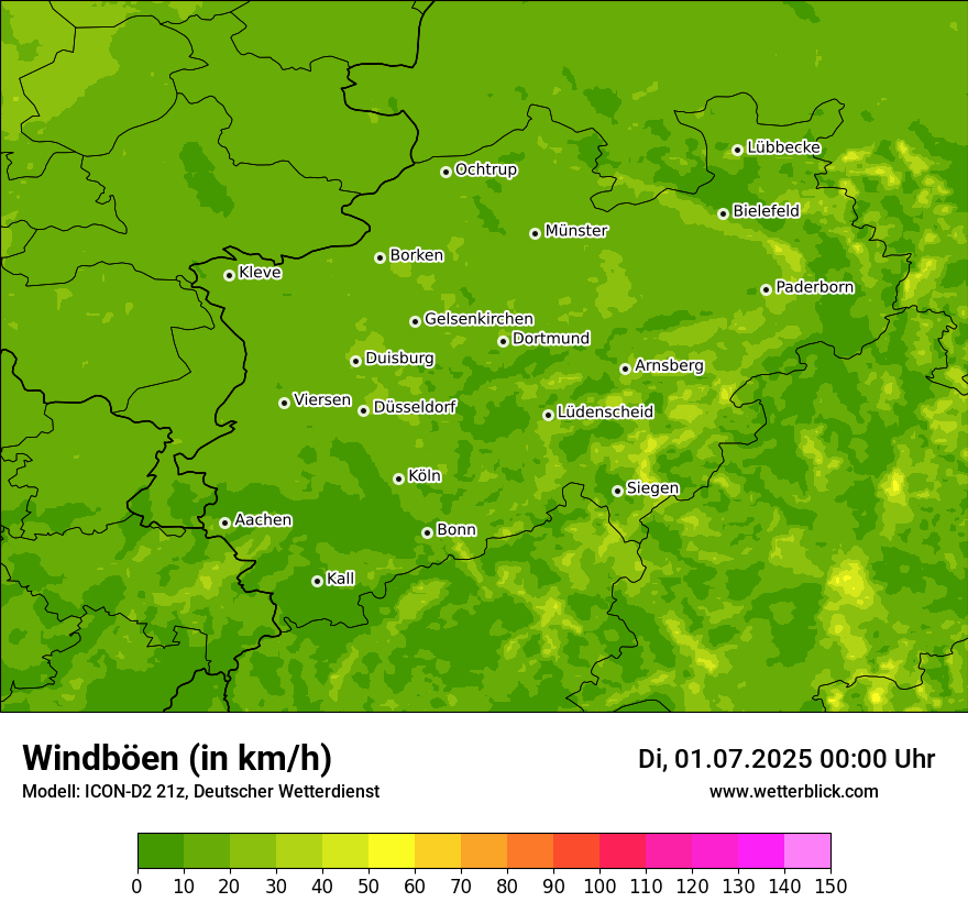 Modellkarten Windgeschwindigkeit