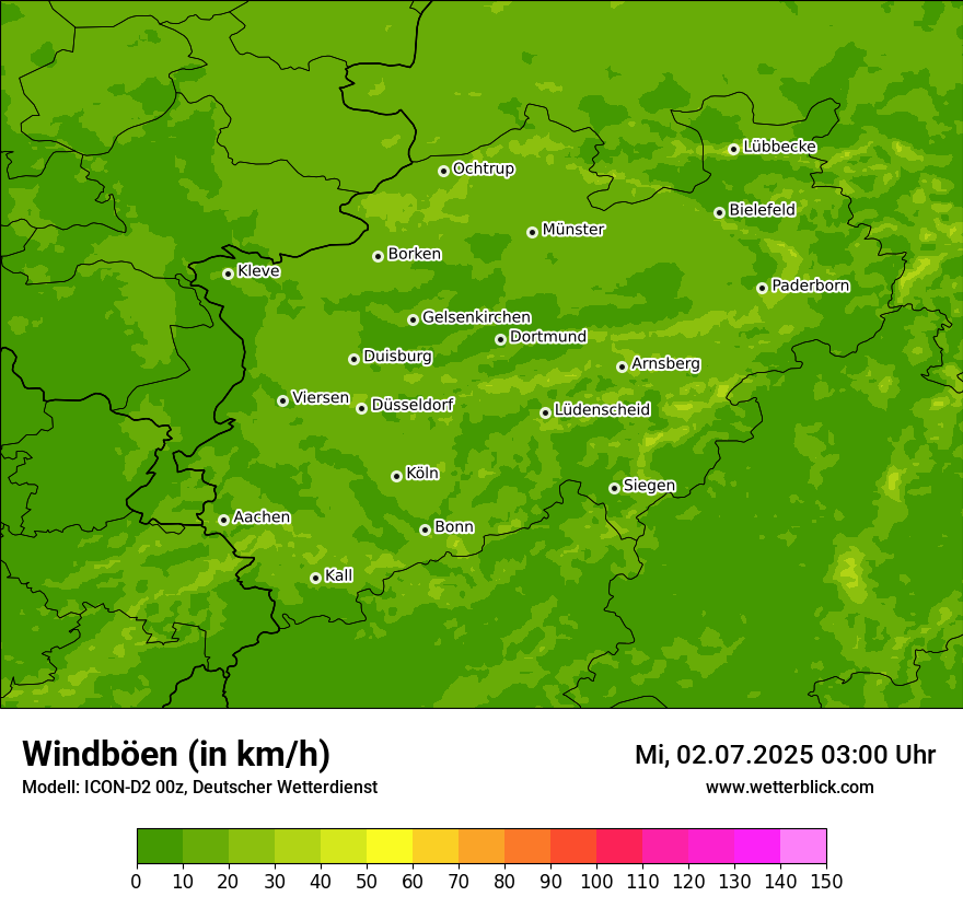 Modellkarten Windgeschwindigkeit